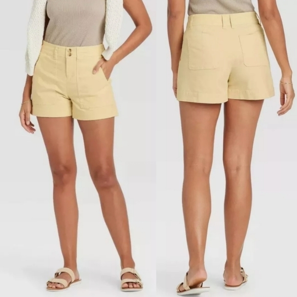 NWT A New Day High Waist Shorts in Light Yellow - Picture 1 of 4